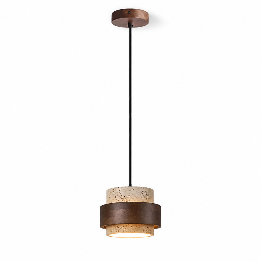 Stone and Wood Linear Pendant Light