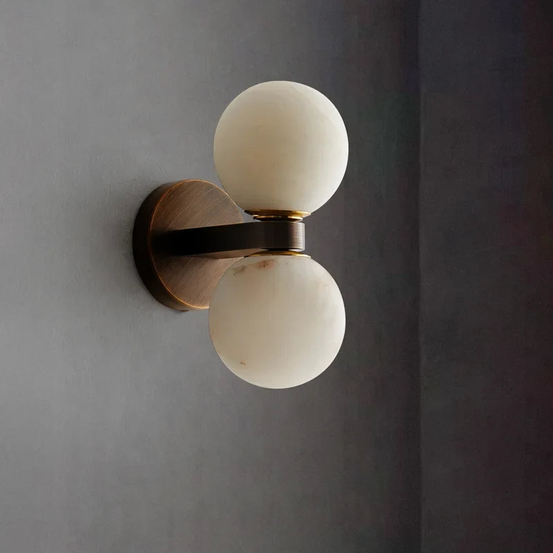 Stone Globes with Balanced Wall Glow