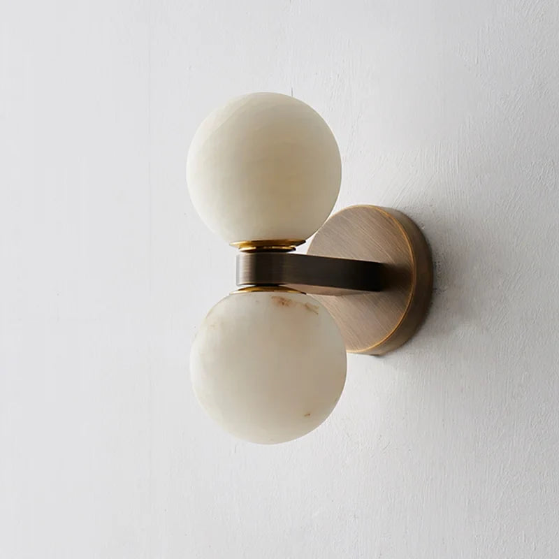 Double Globe Stone Wall Sconce