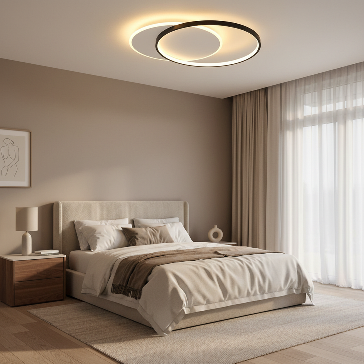 Clear Overhead Glow Across Compact Rooms