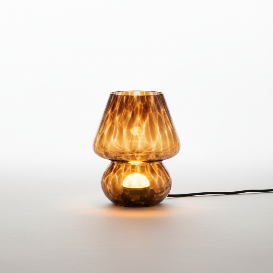 Amber Glass Mushroom Table Lamp