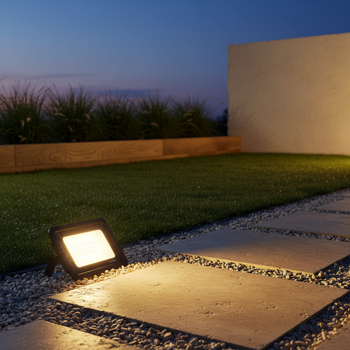 Wide Yellow Light Cast Across Outdoor Surfaces