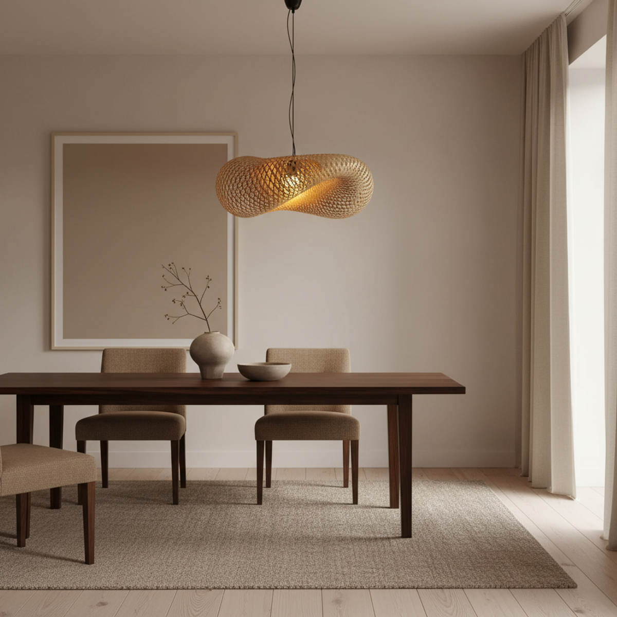 Warm Light Falling Through Woven Lines