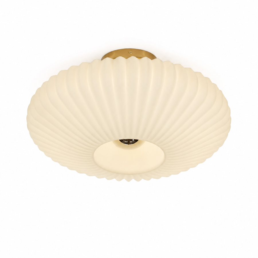 Ribbed Glass Flush Mount Ceiling Light