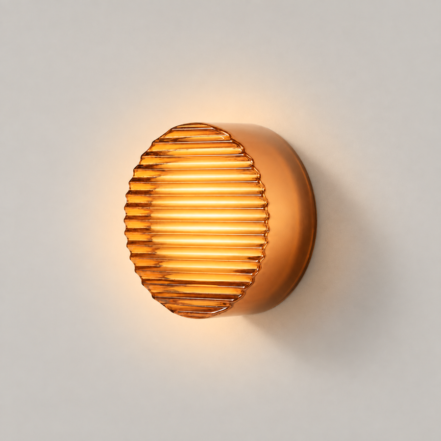 Ribbed Round Flush Wall Sconce