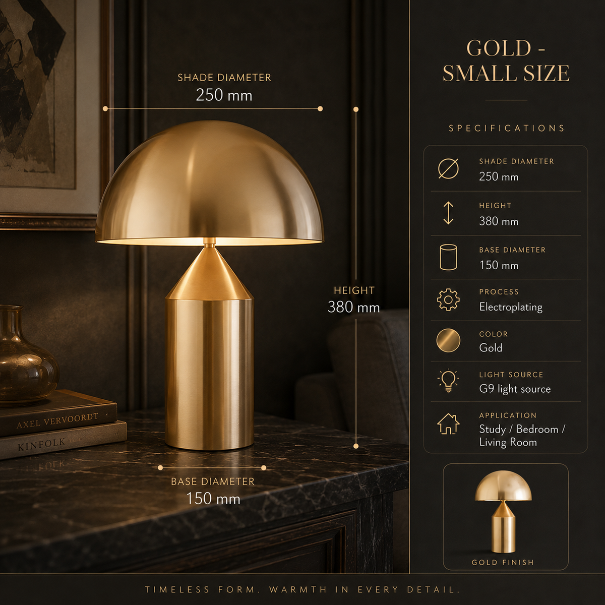 Small Gold Rechargeable Touch Table Lamp