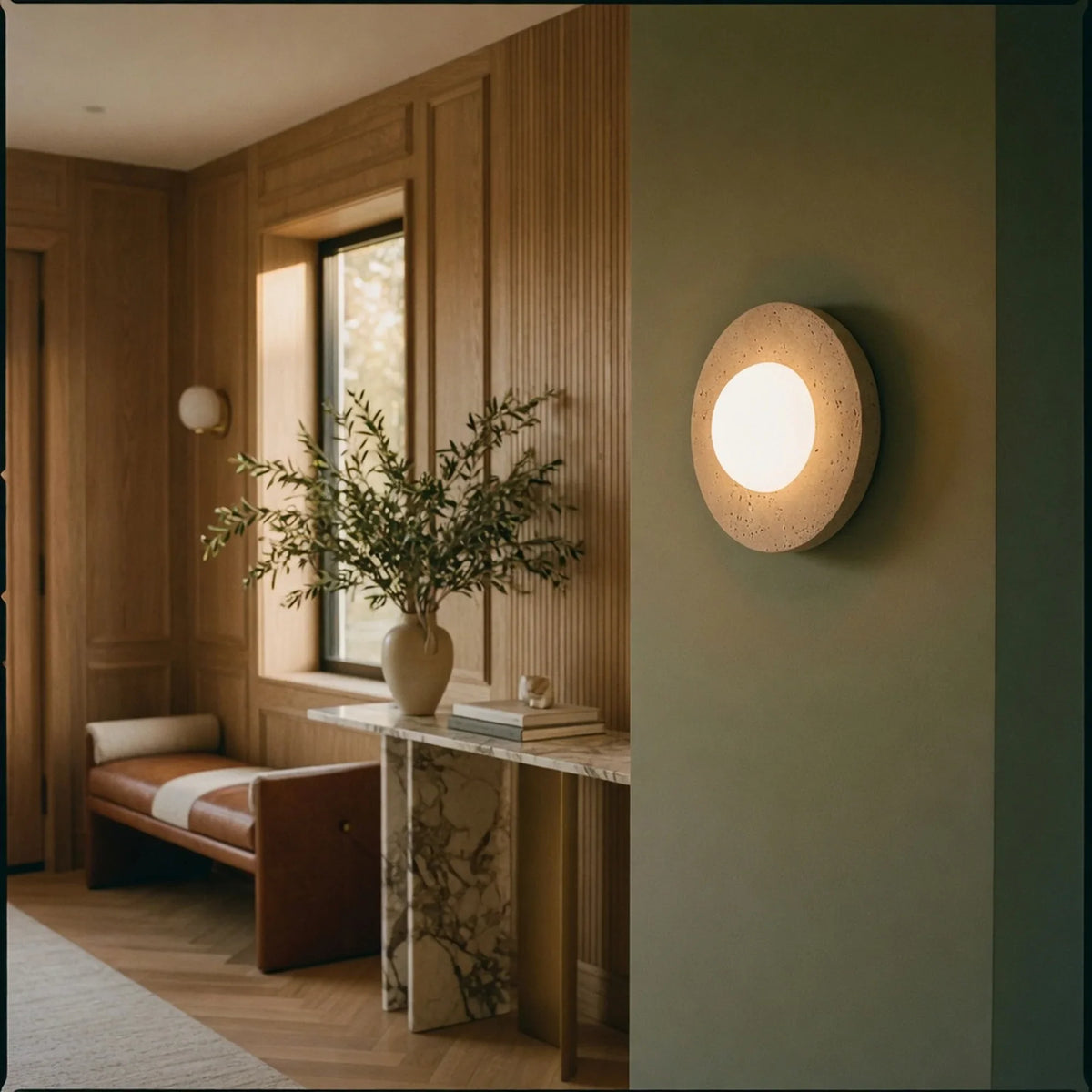 Travertine Globe Wall Sconce