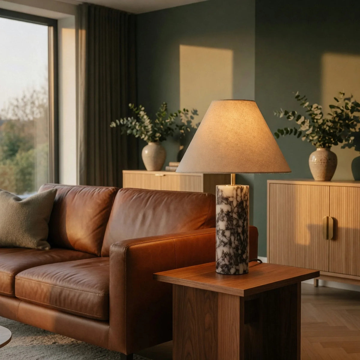 Marble Column Table Lamp