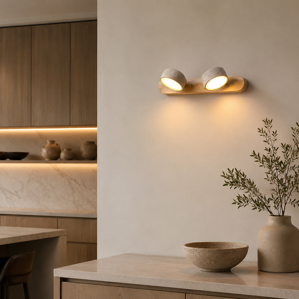 Nordic Wooden Double Head Wall Sconce
