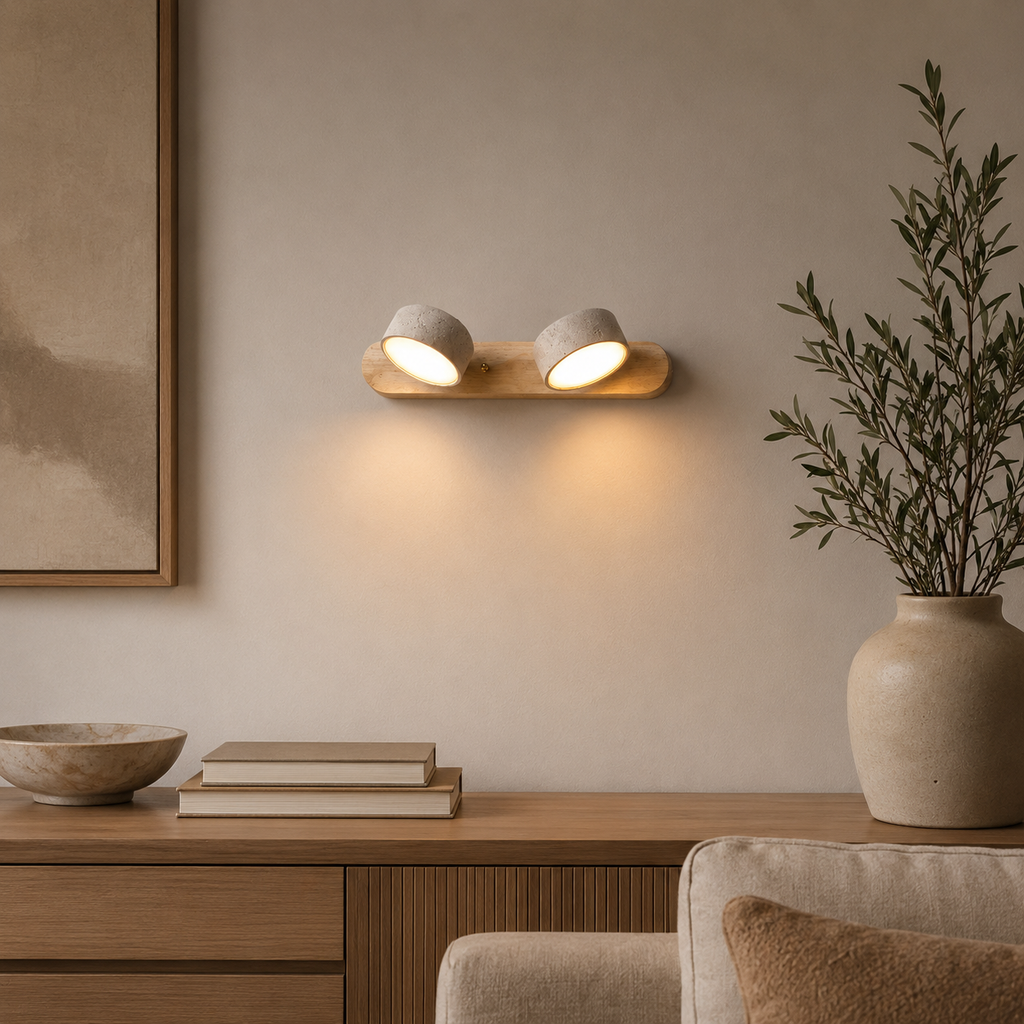 Nordic Wooden Double Head Wall Sconce