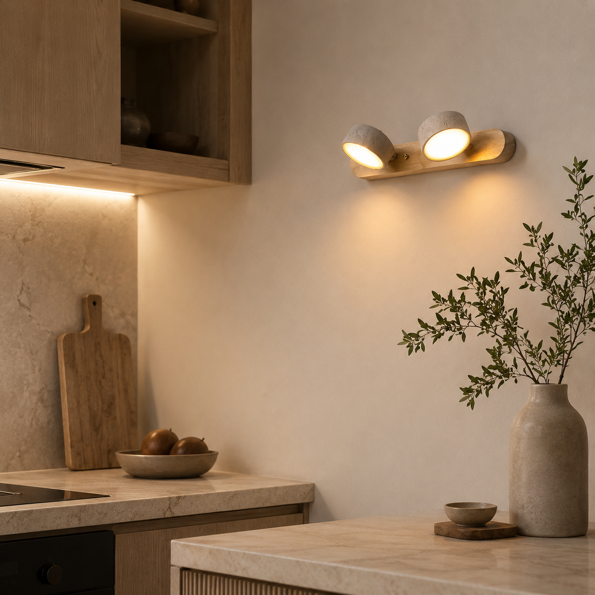 Nordic Wooden Double Head Wall Sconce
