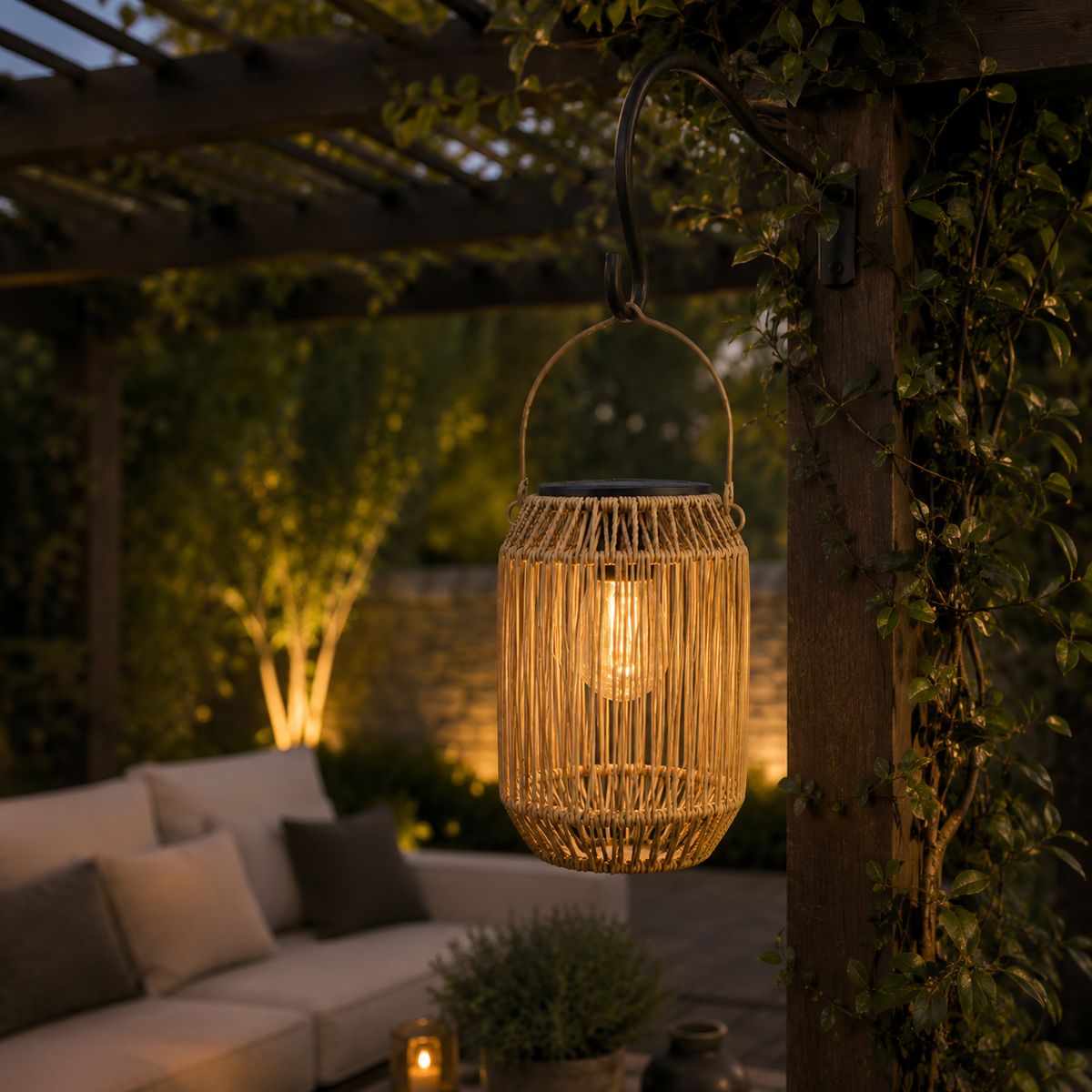 Boho Solar Rattan Lantern