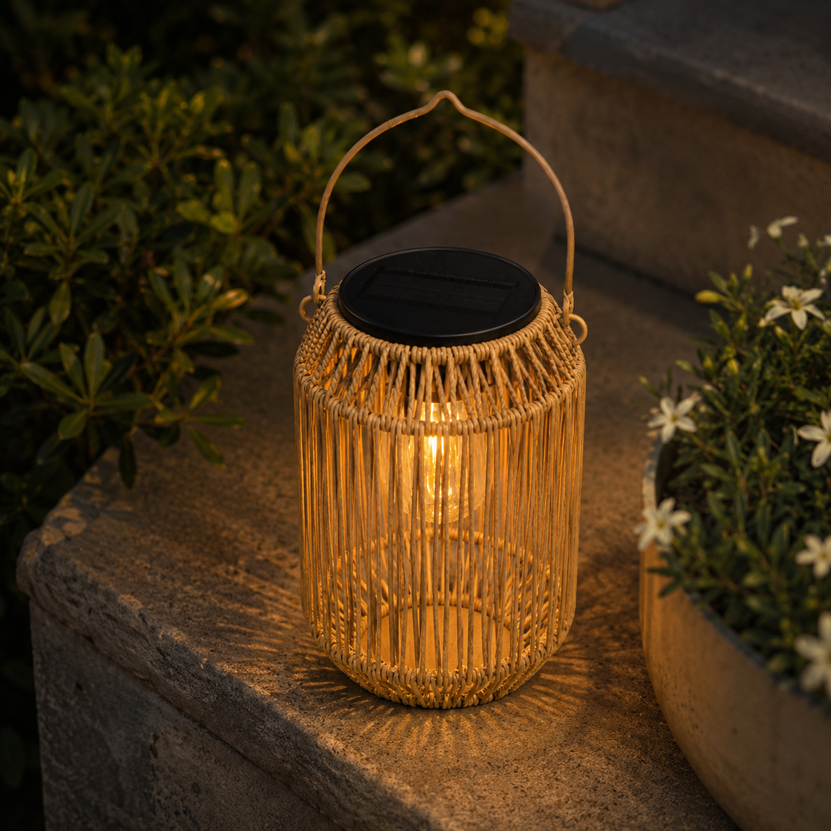 Boho Solar Rattan Lantern