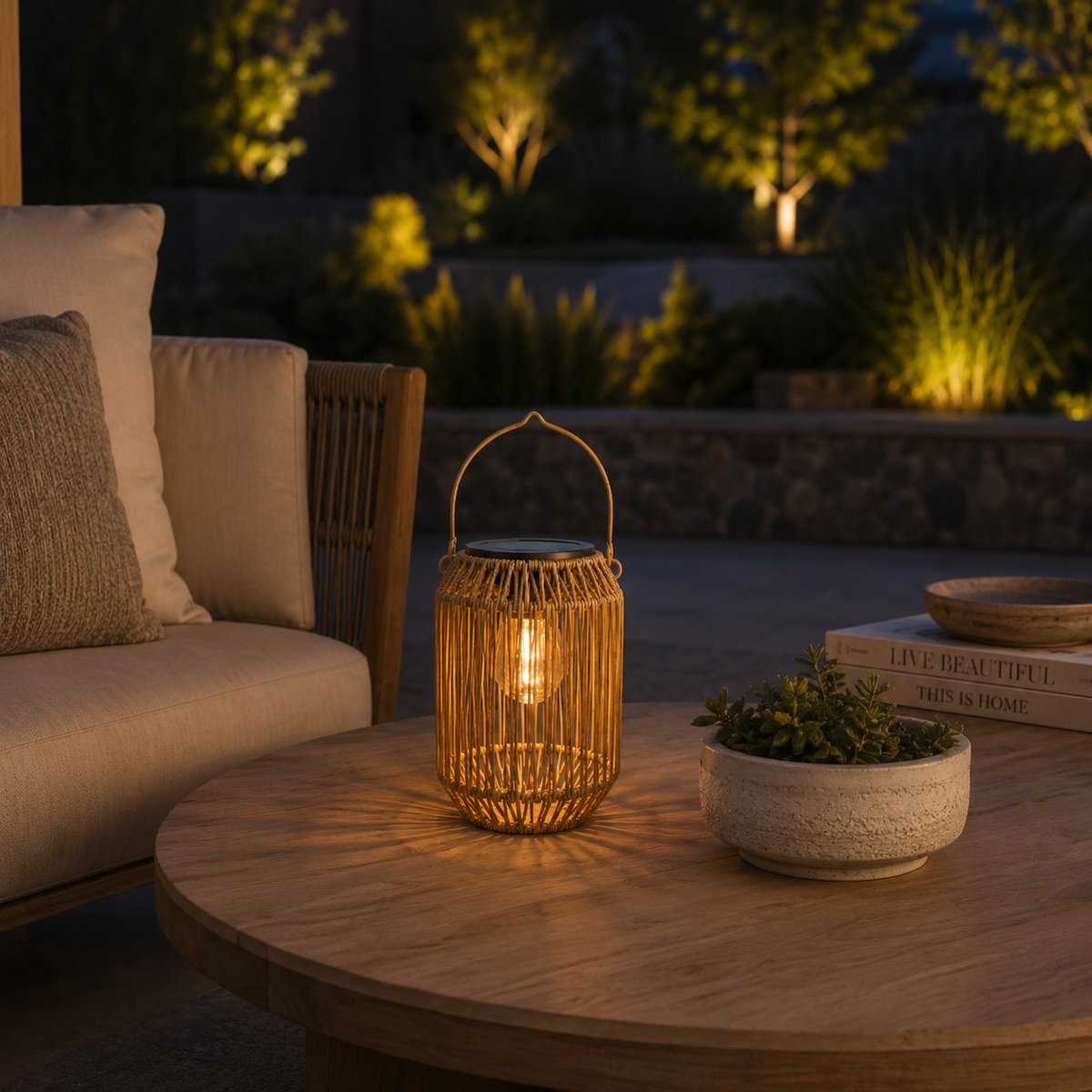 Boho Solar Rattan Lantern