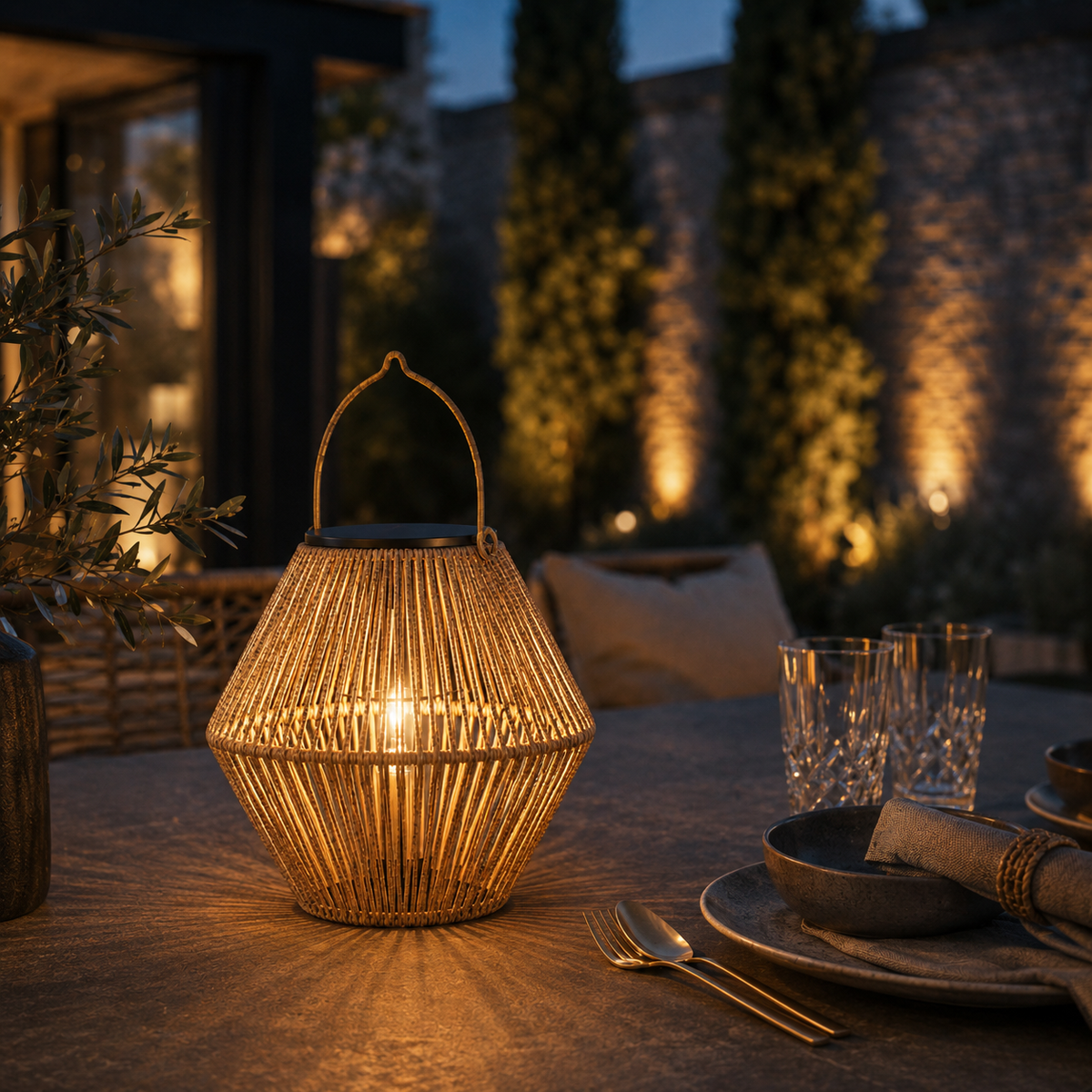 Boho Solar Rattan Lantern