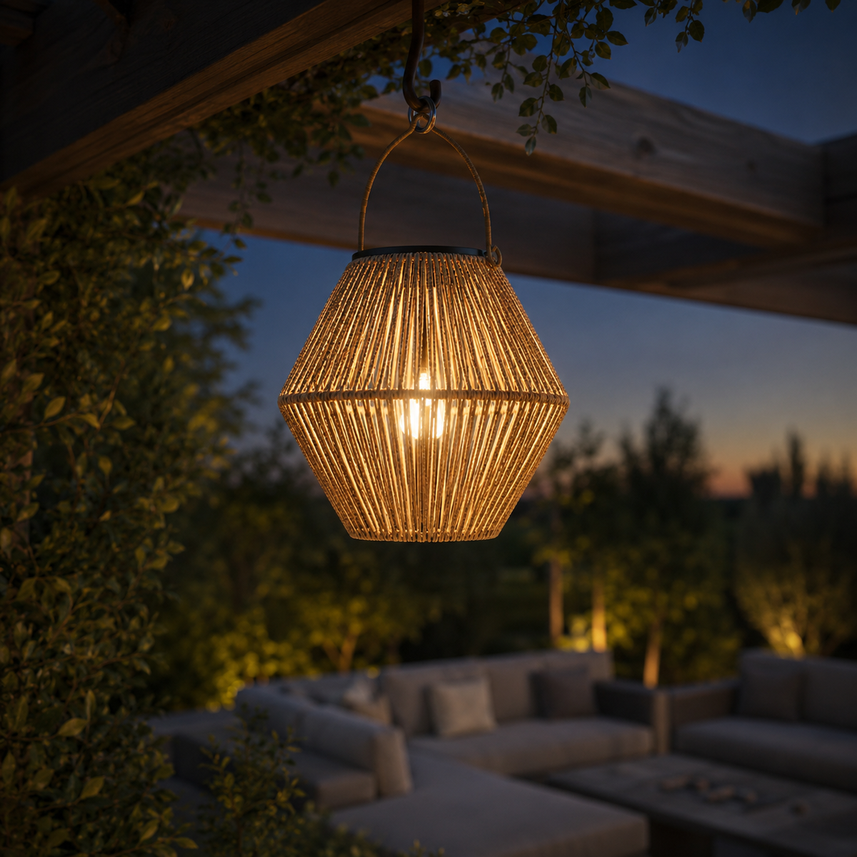 Boho Solar Rattan Lantern