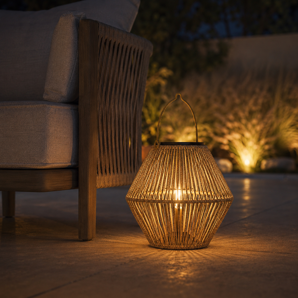 Boho Solar Rattan Lantern