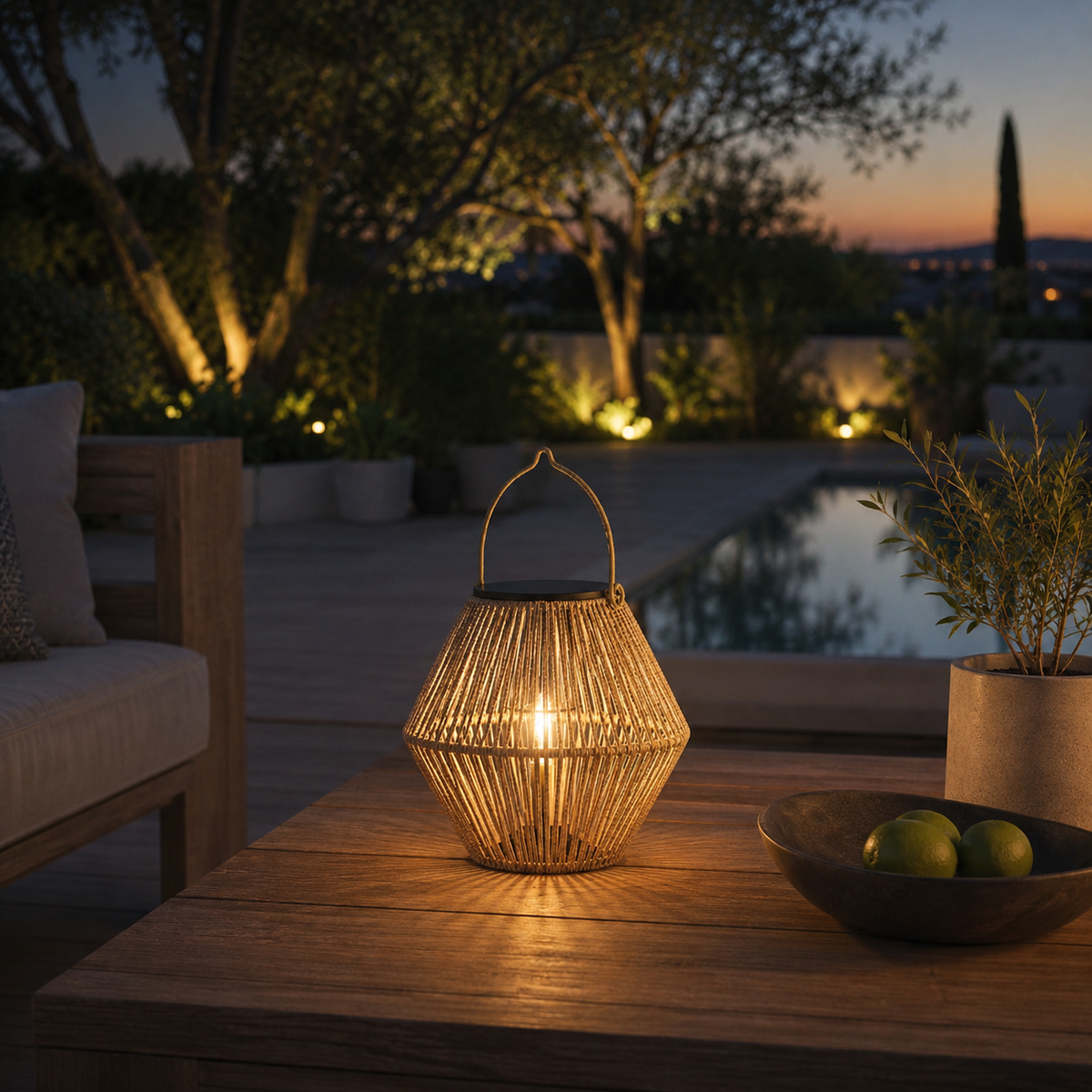 Boho Solar Rattan Lantern