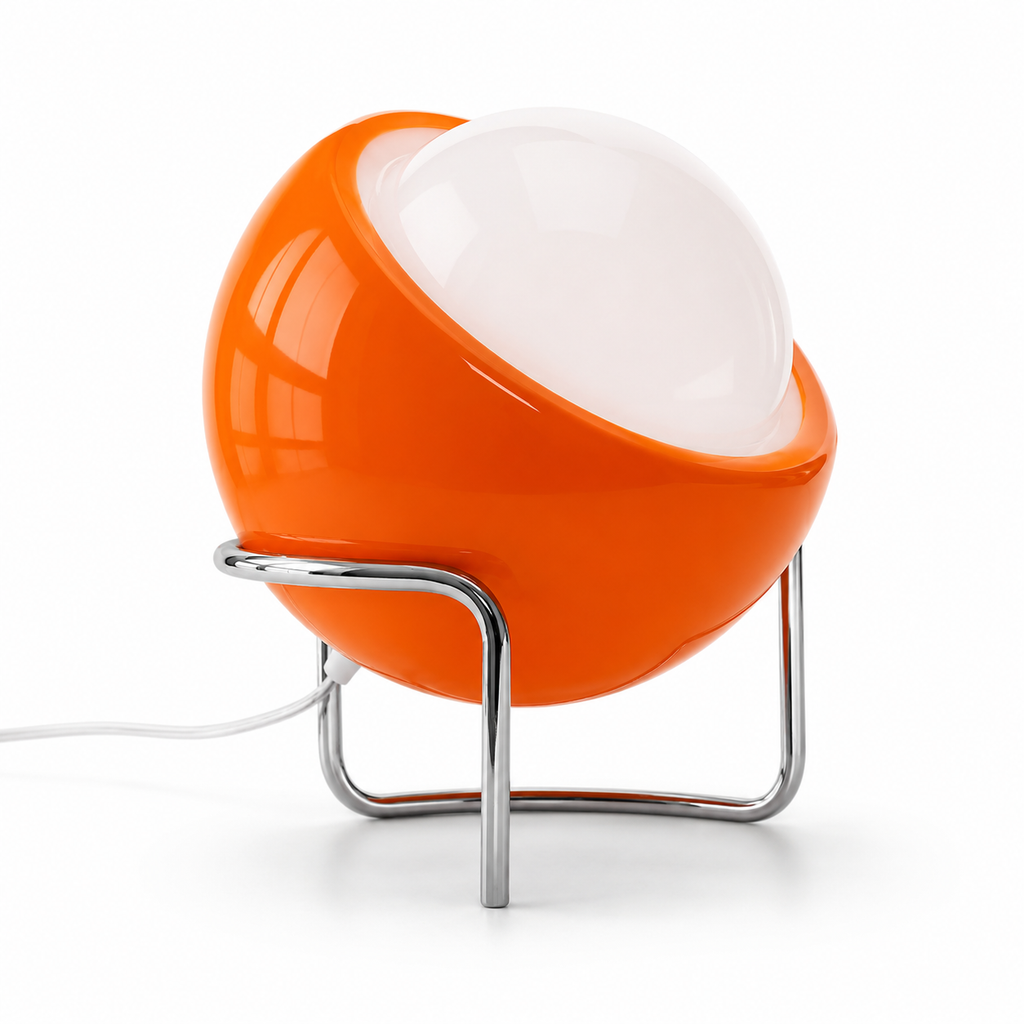 Retro Orange Glass Sphere Table Lamp