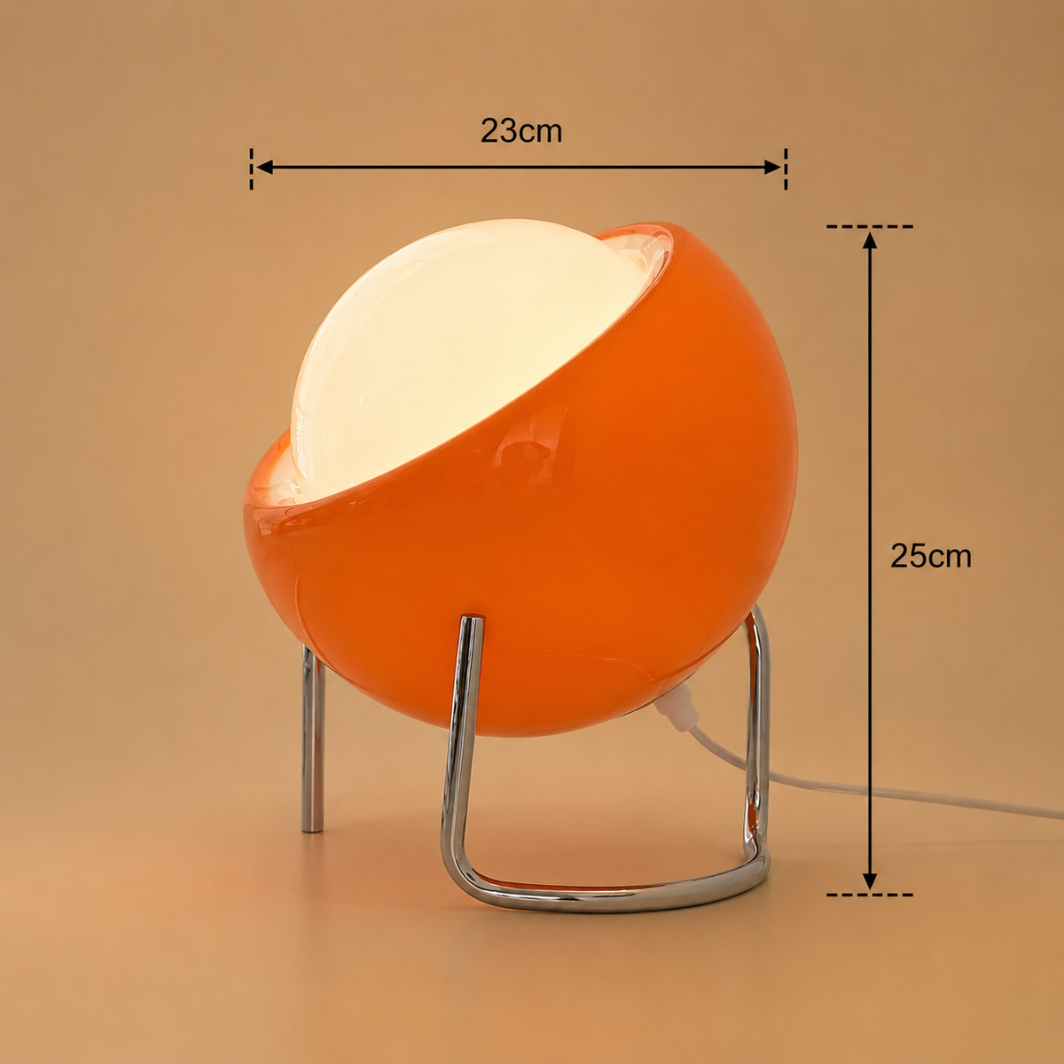 Retro Orange Glass Sphere Table Lamp