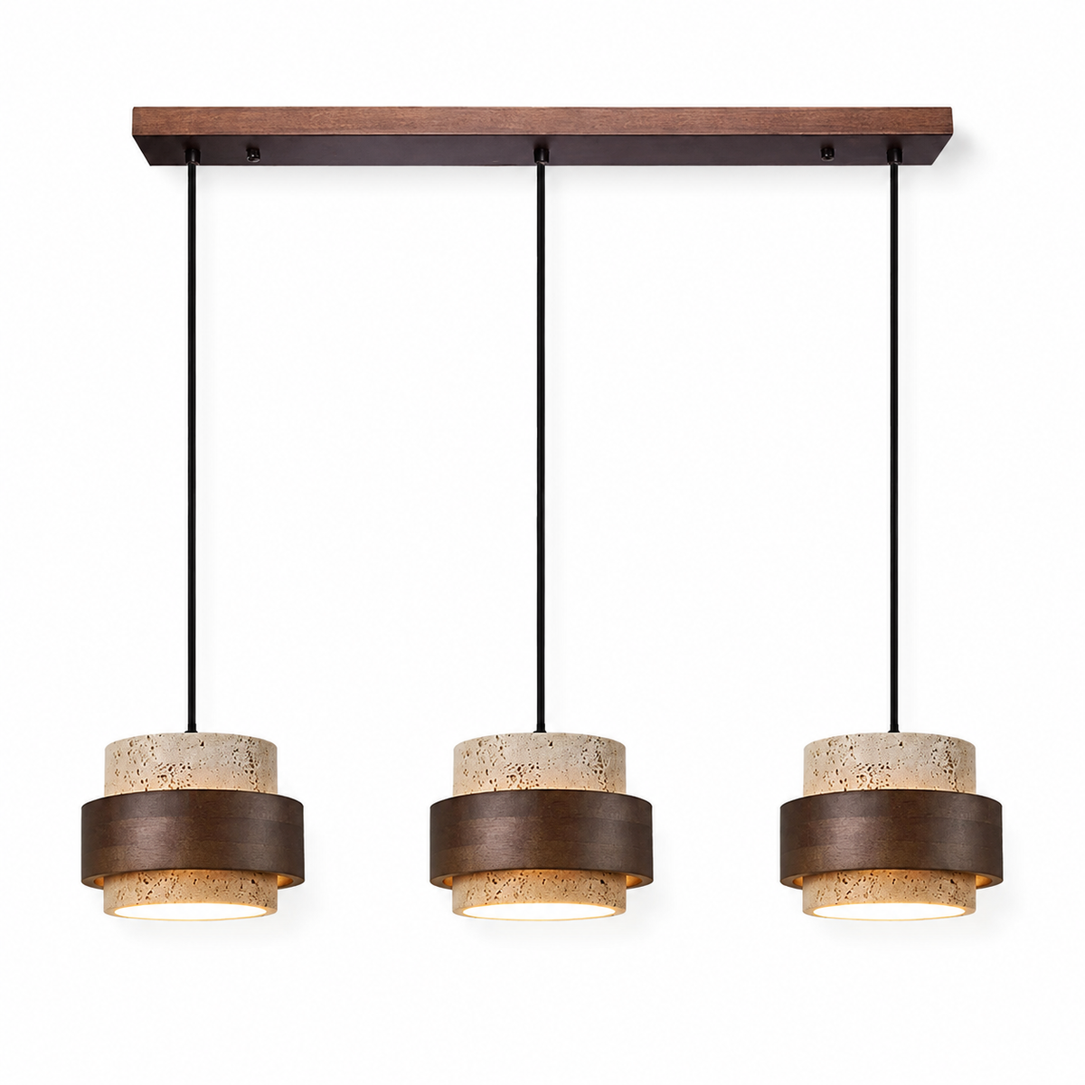 Stone and Wood Linear Pendant Light