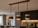 Stone and Wood Linear Pendant Light