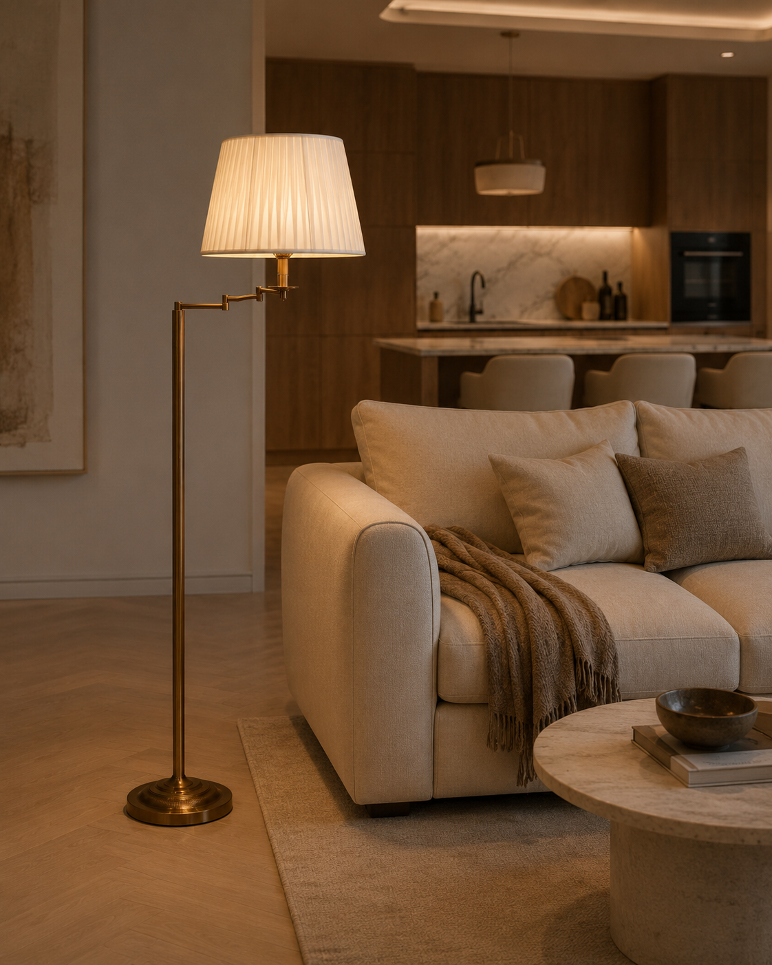 Adjustable Brass Floor Lamp