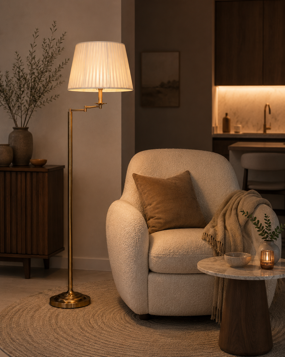 Adjustable Brass Floor Lamp