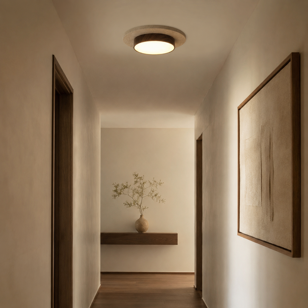 Travertine Wood LED Ceiling Light