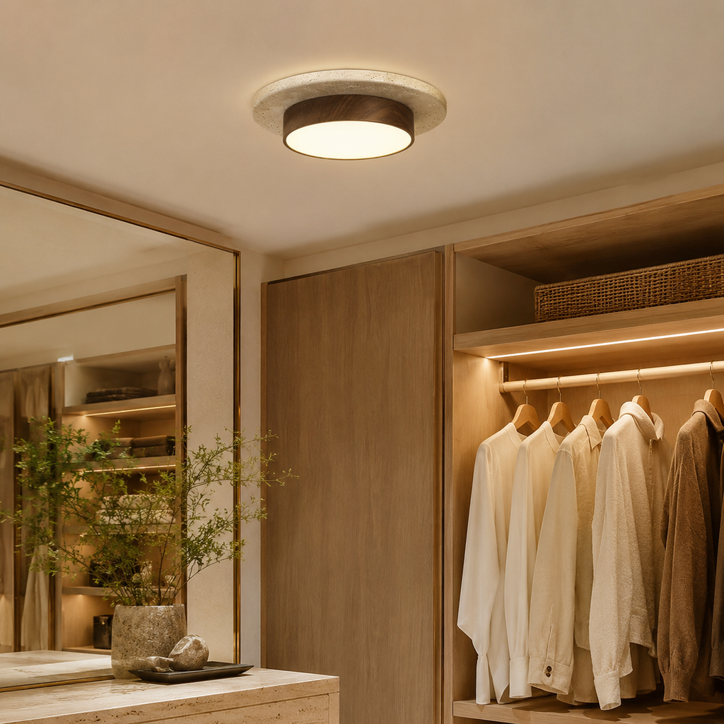 Travertine Wood LED Ceiling Light