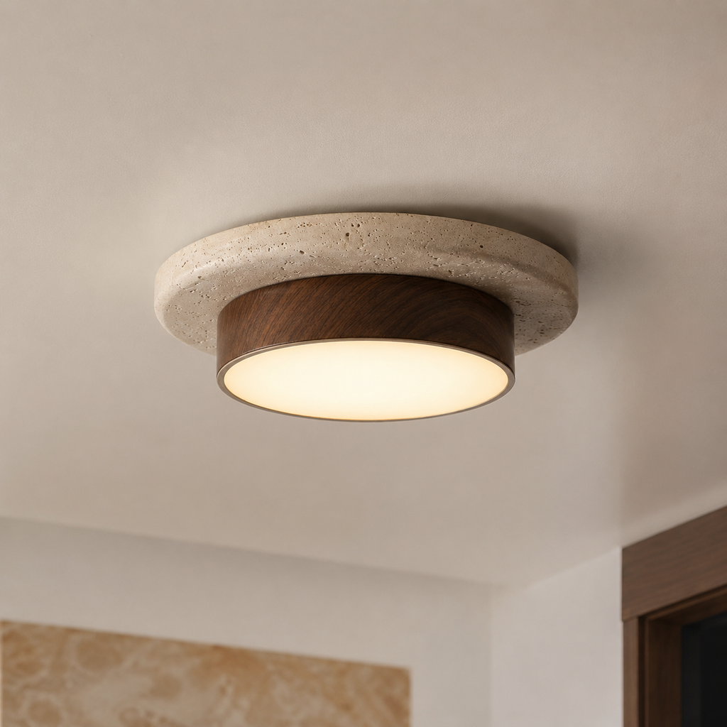 Travertine Wood LED Ceiling Light