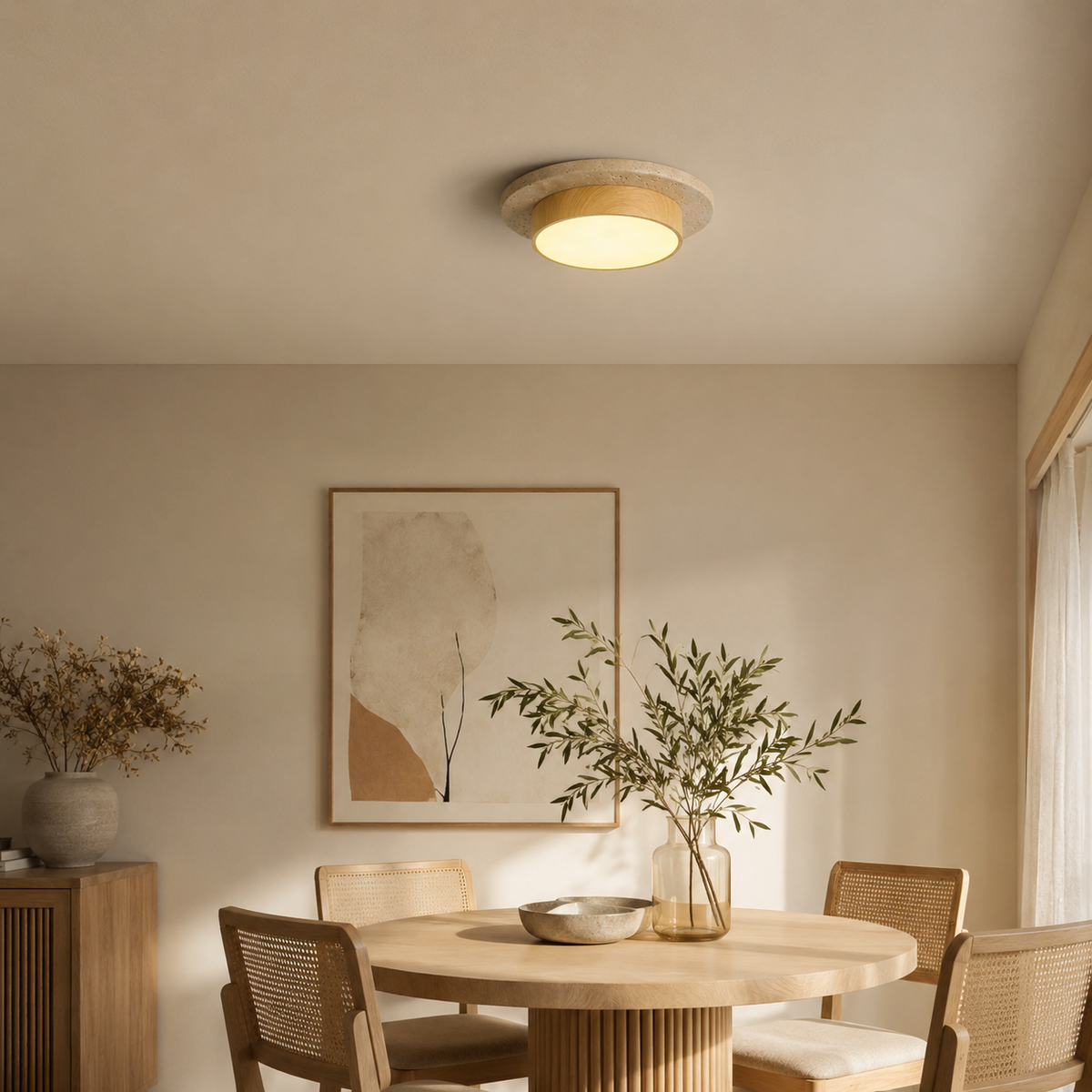 Travertine Wood LED Ceiling Light