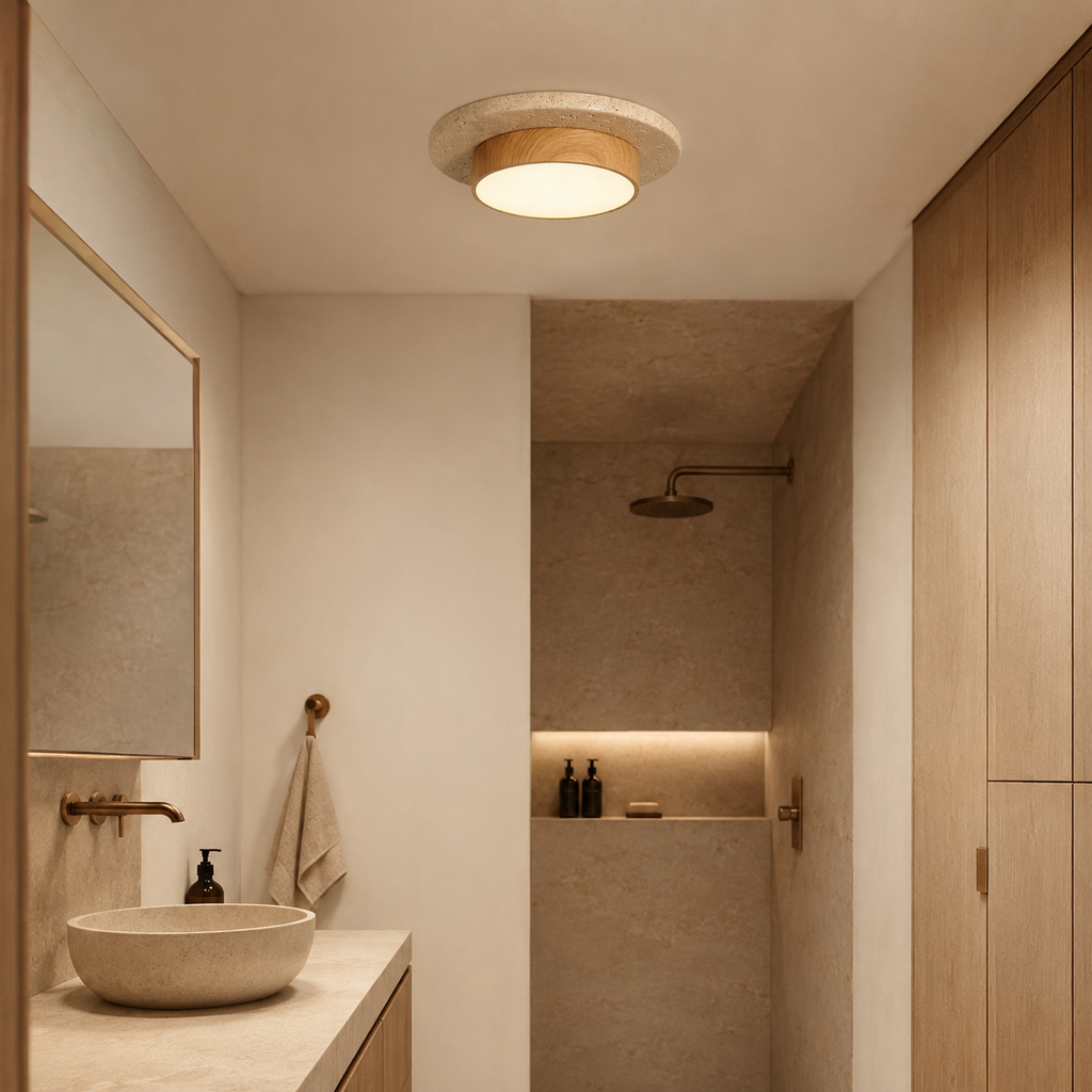 Travertine Wood LED Ceiling Light