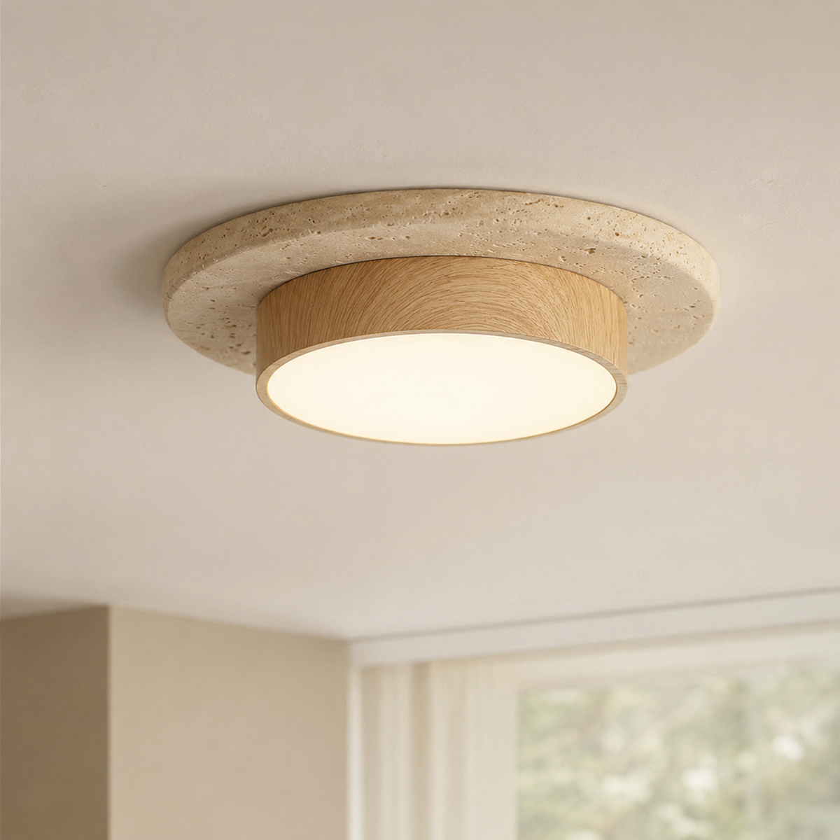 Travertine Wood LED Ceiling Light