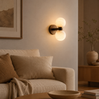 Double Globe Stone Wall Sconce