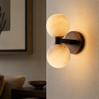 Double Globe Stone Wall Sconce