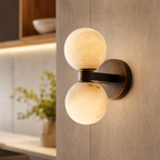 Double Globe Stone Wall Sconce
