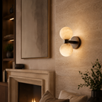 Double Globe Stone Wall Sconce