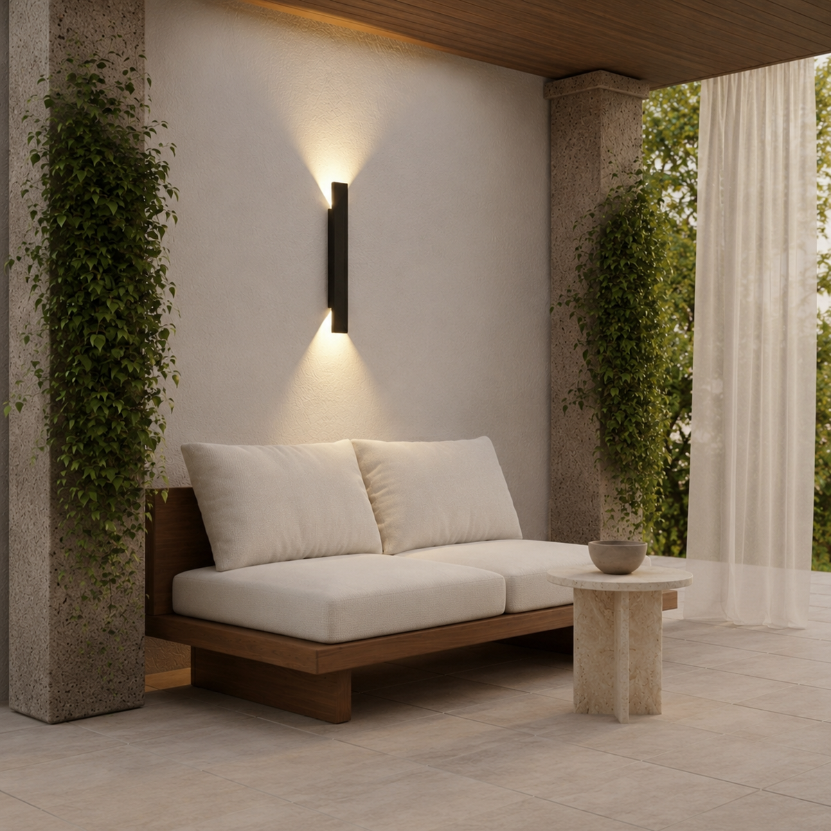 LED Outdoor Garden Wall Sconce 60cm Black