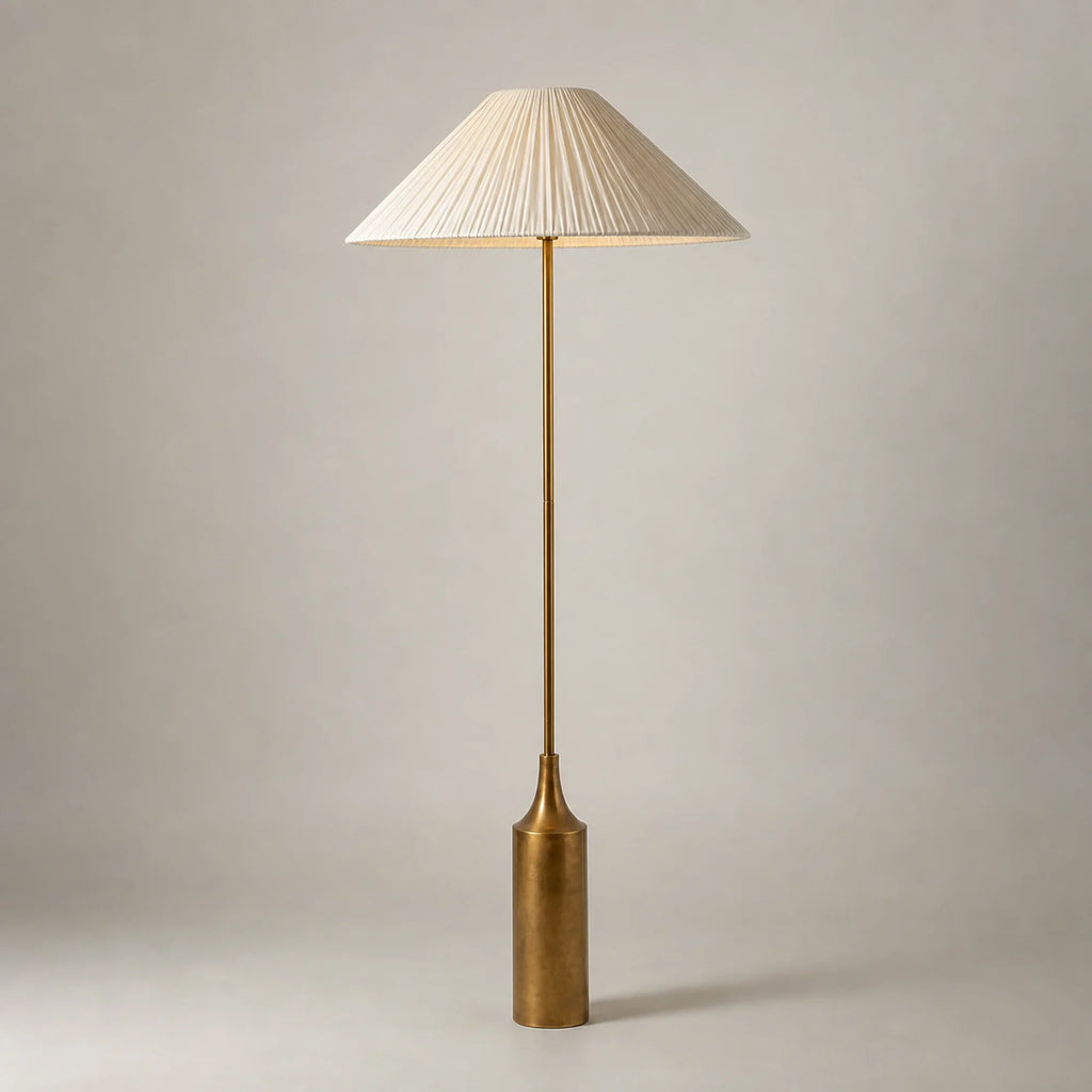 Pleated Brass Floor Lamp