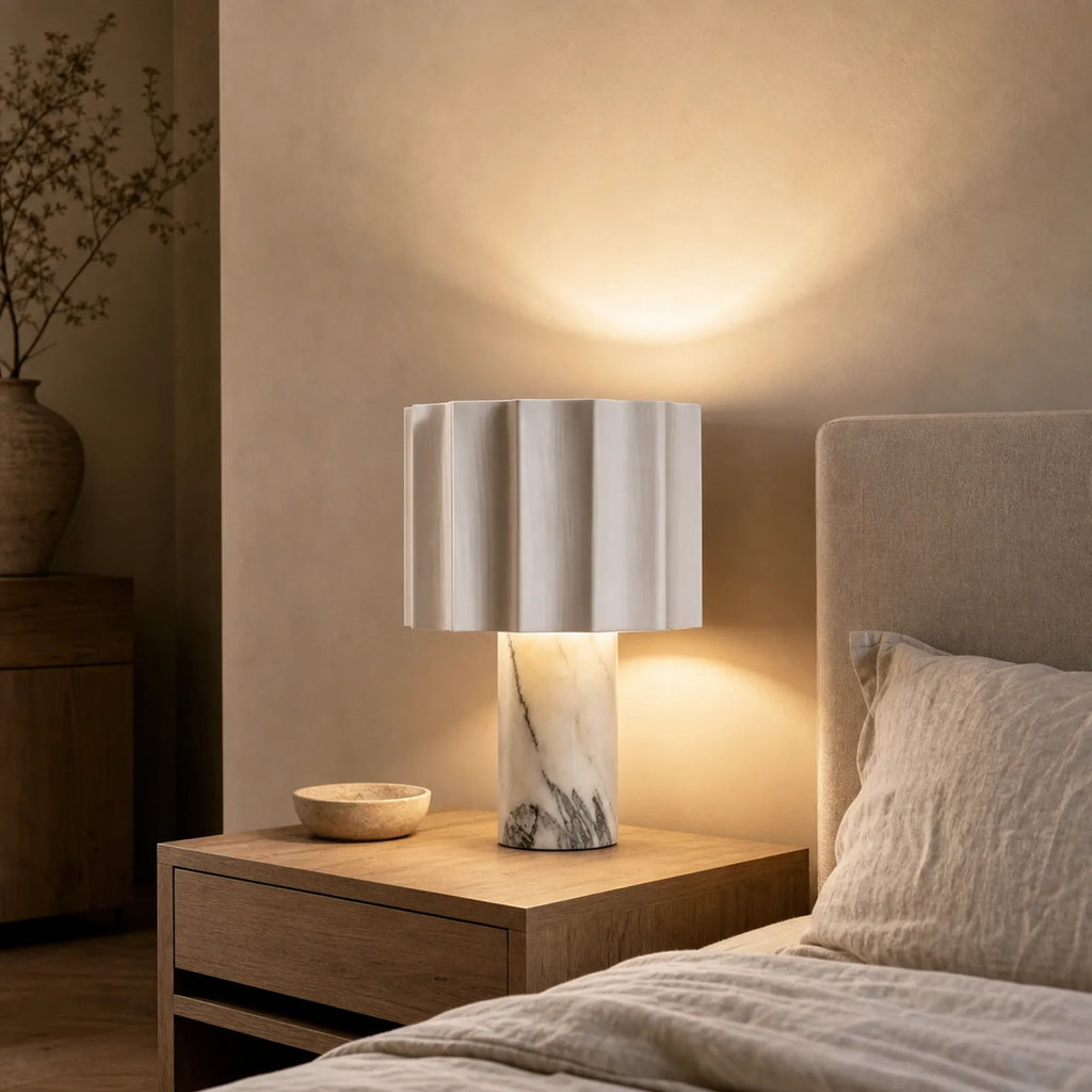 Scalloped Marble Table Lamp