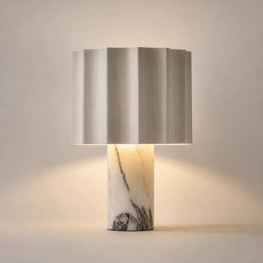 Scalloped Marble Table Lamp