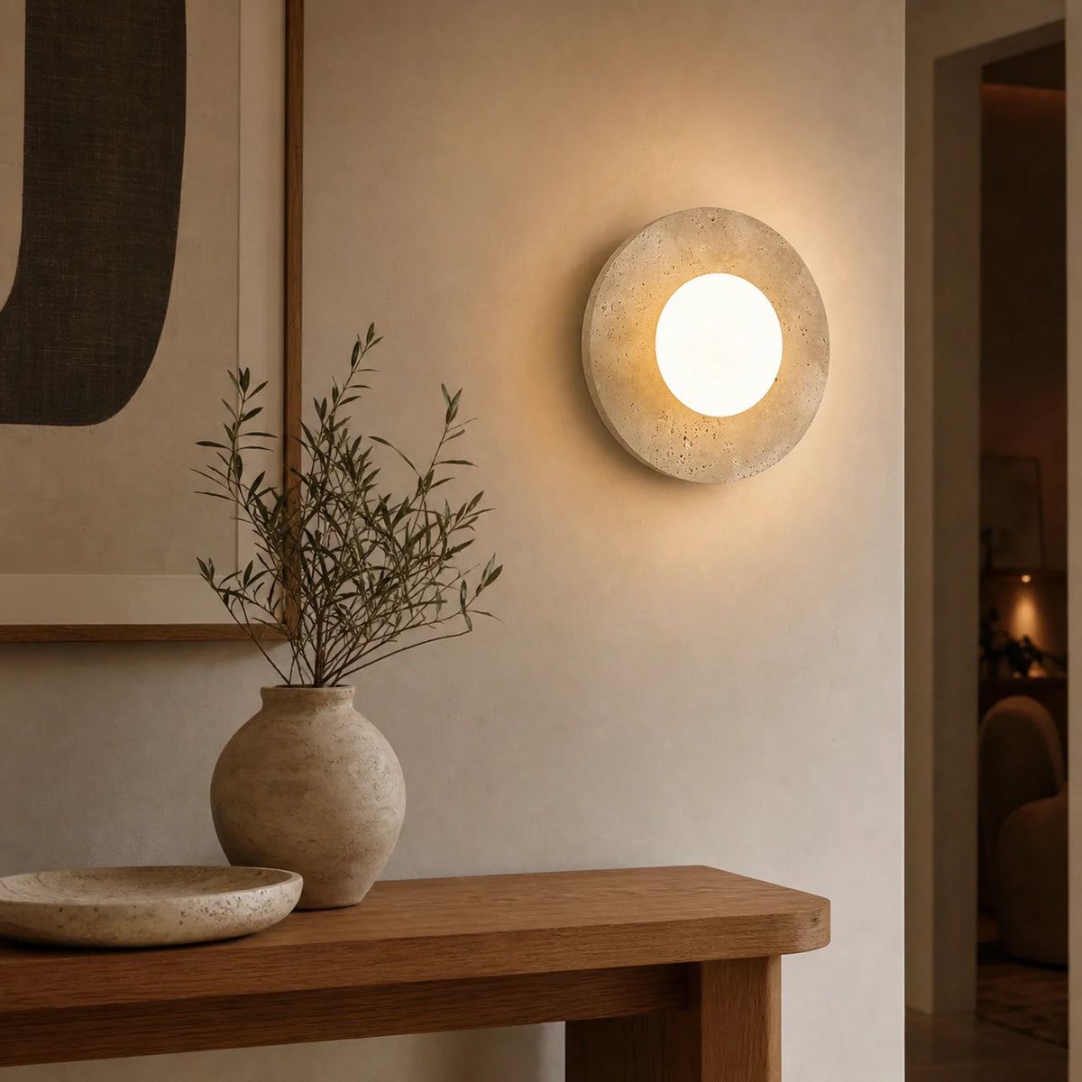 Travertine Globe Wall Sconce