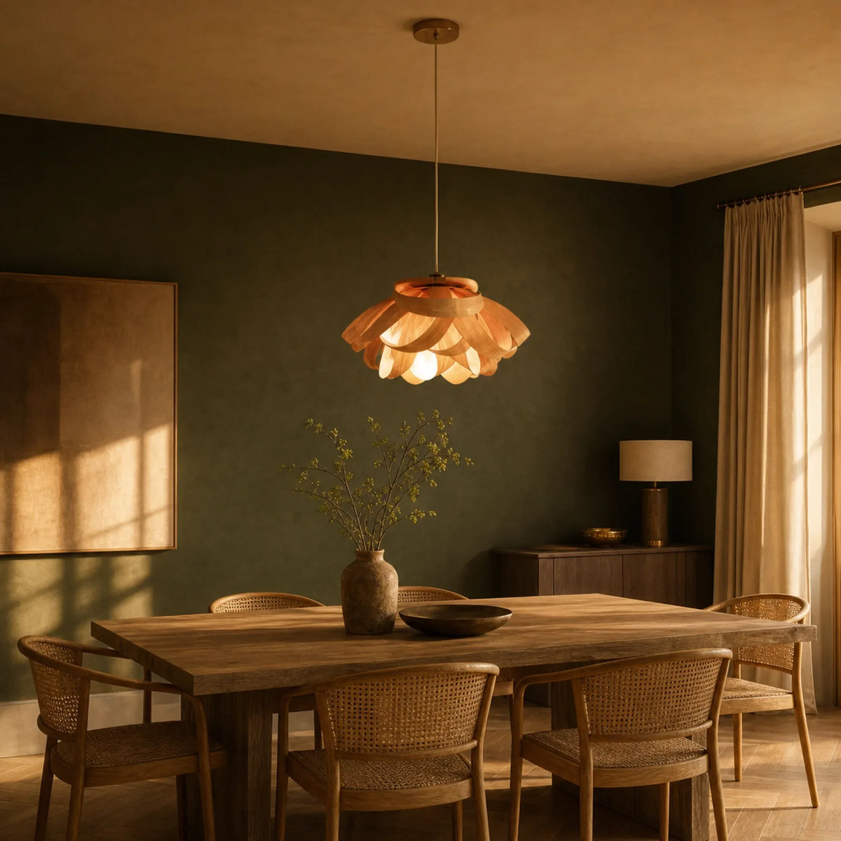 Woven Wood Pendant Light