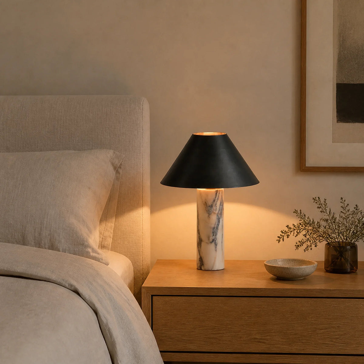 Marble Column Table Lamp