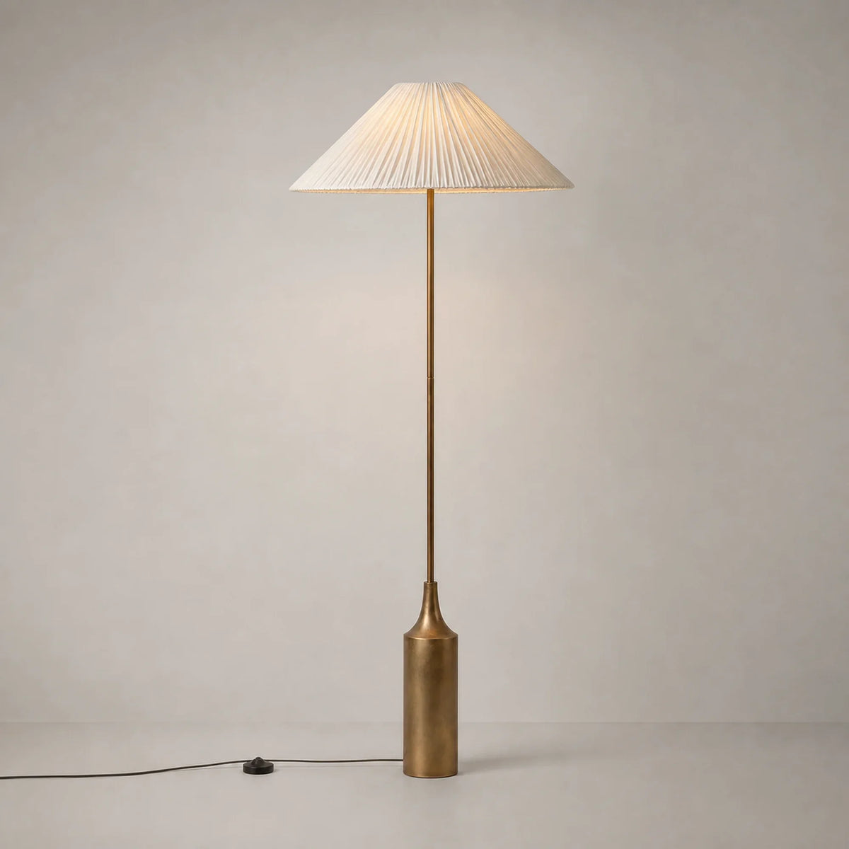Pleated Brass Floor Lamp