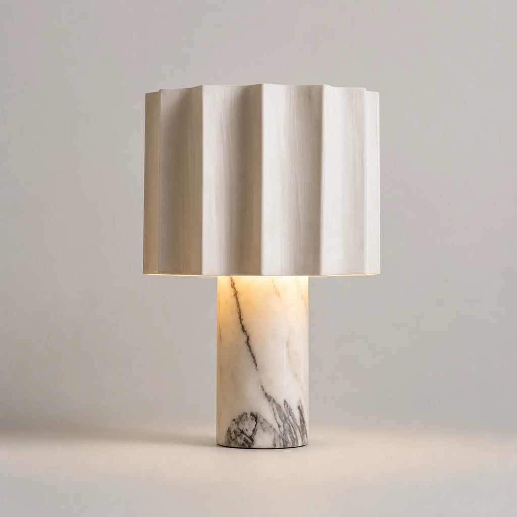 Scalloped Marble Table Lamp