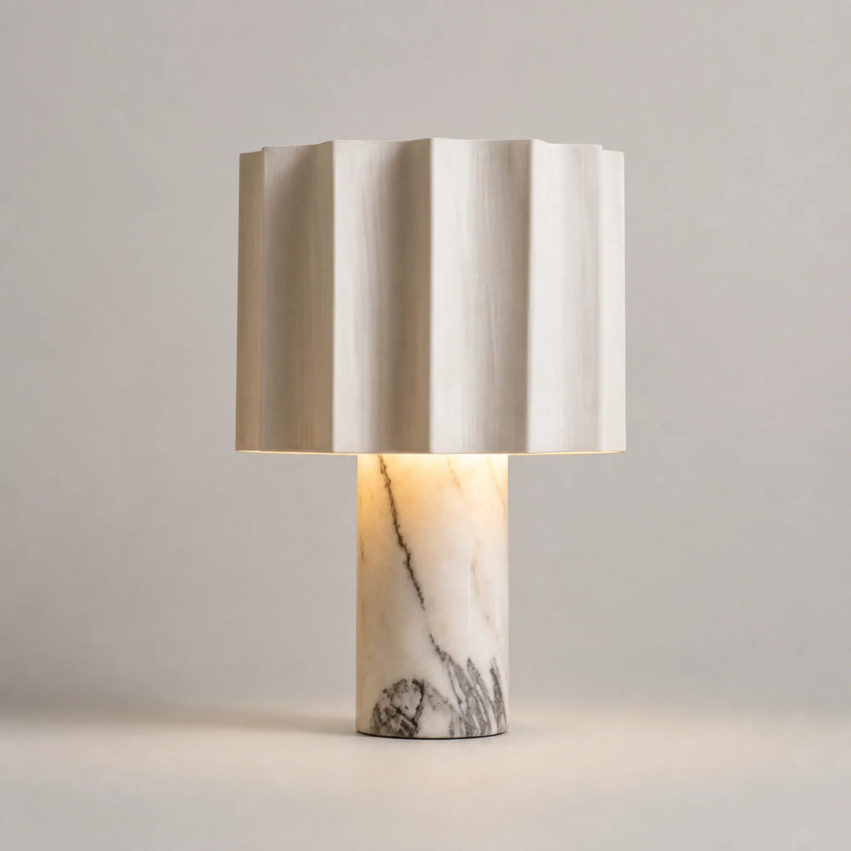 Scalloped Marble Table Lamp