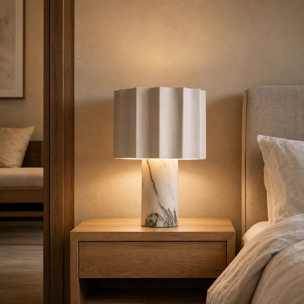 Scalloped Marble Table Lamp
