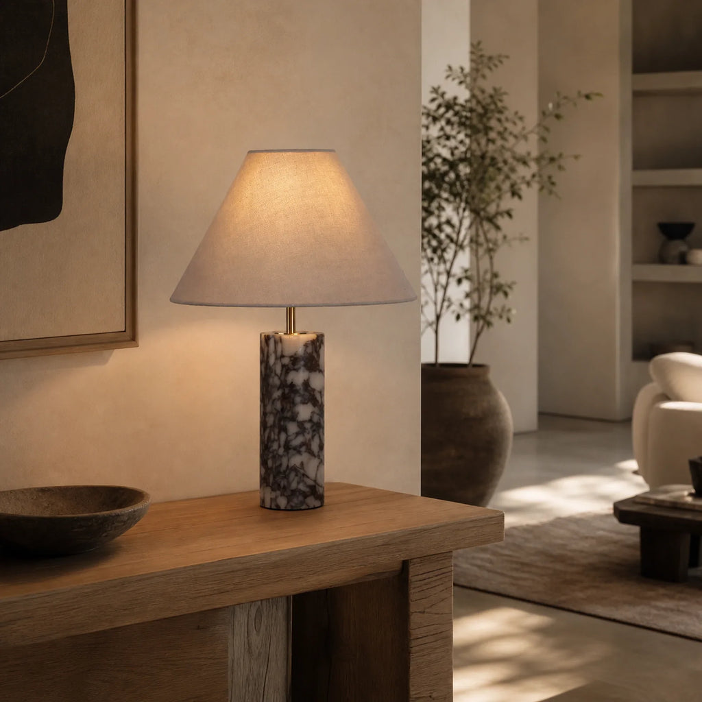 Marble Column Table Lamp